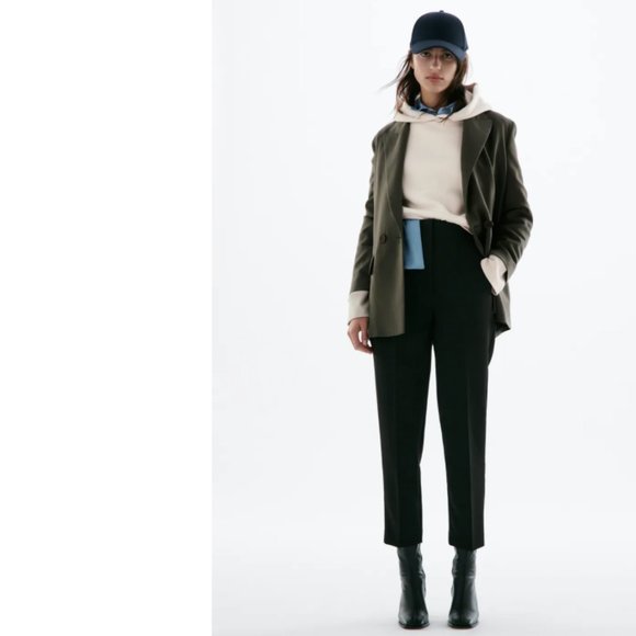 ZARA BLACK HIGH WAIST PLEATED PANT TROUSERS WITH DARTS - Picture 10 of 17